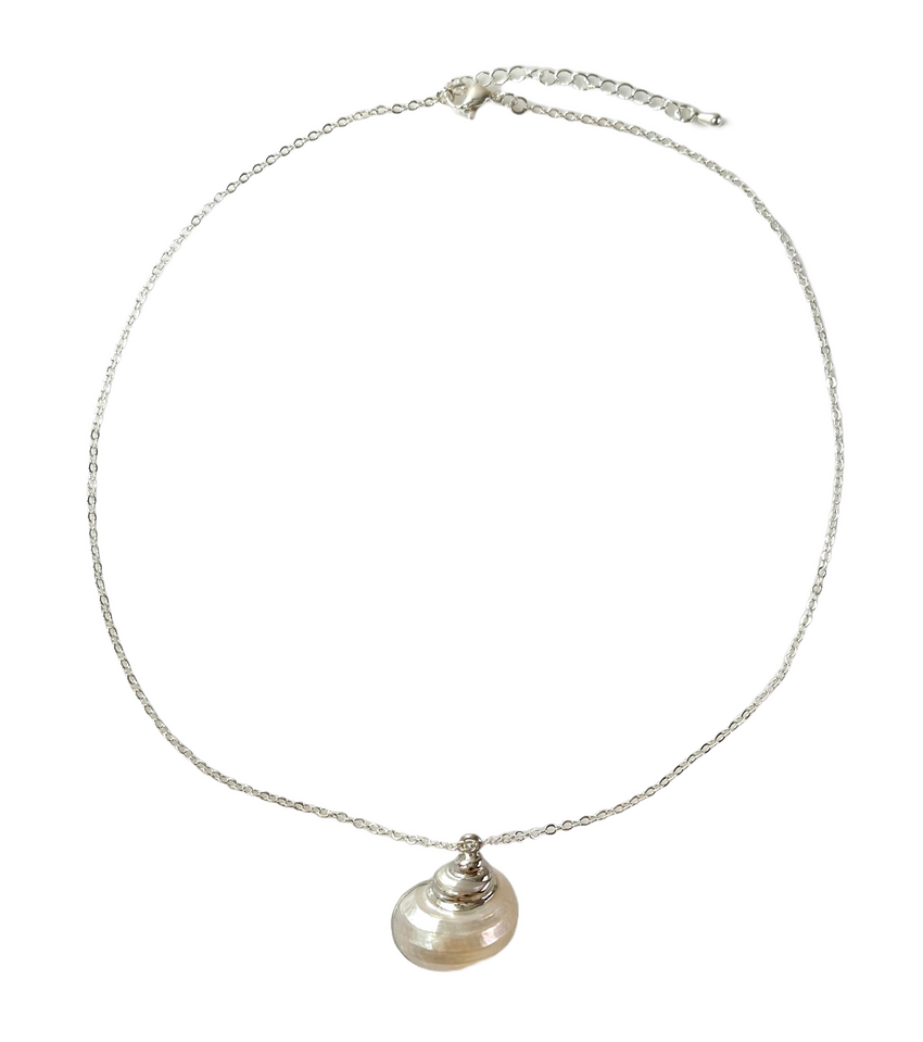 GLOWING SEASHELL NECKLACE (SILVER) $20