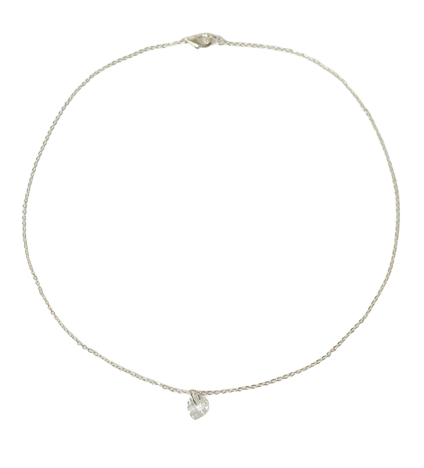heart gem necklace (silver) $25